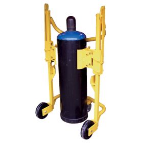 Gas cylinder cart and caddies feature welded steel construction.